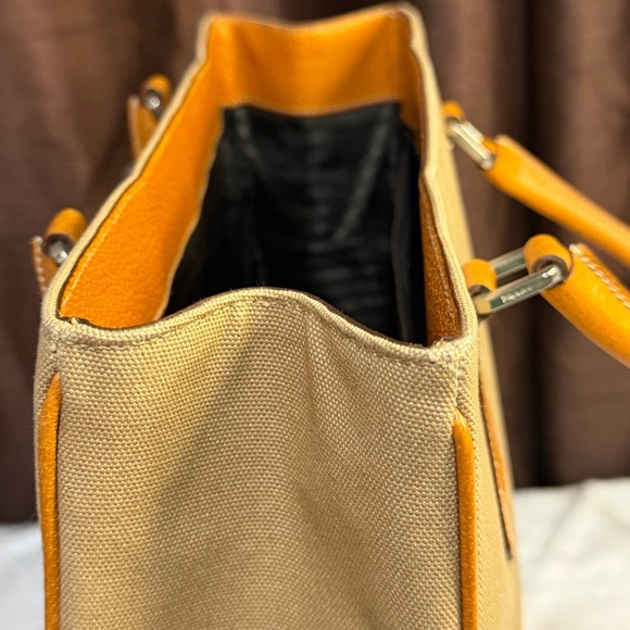 Authentic pre loved Prada Beige and Orange Canvas Tote - Picture 2 of 14